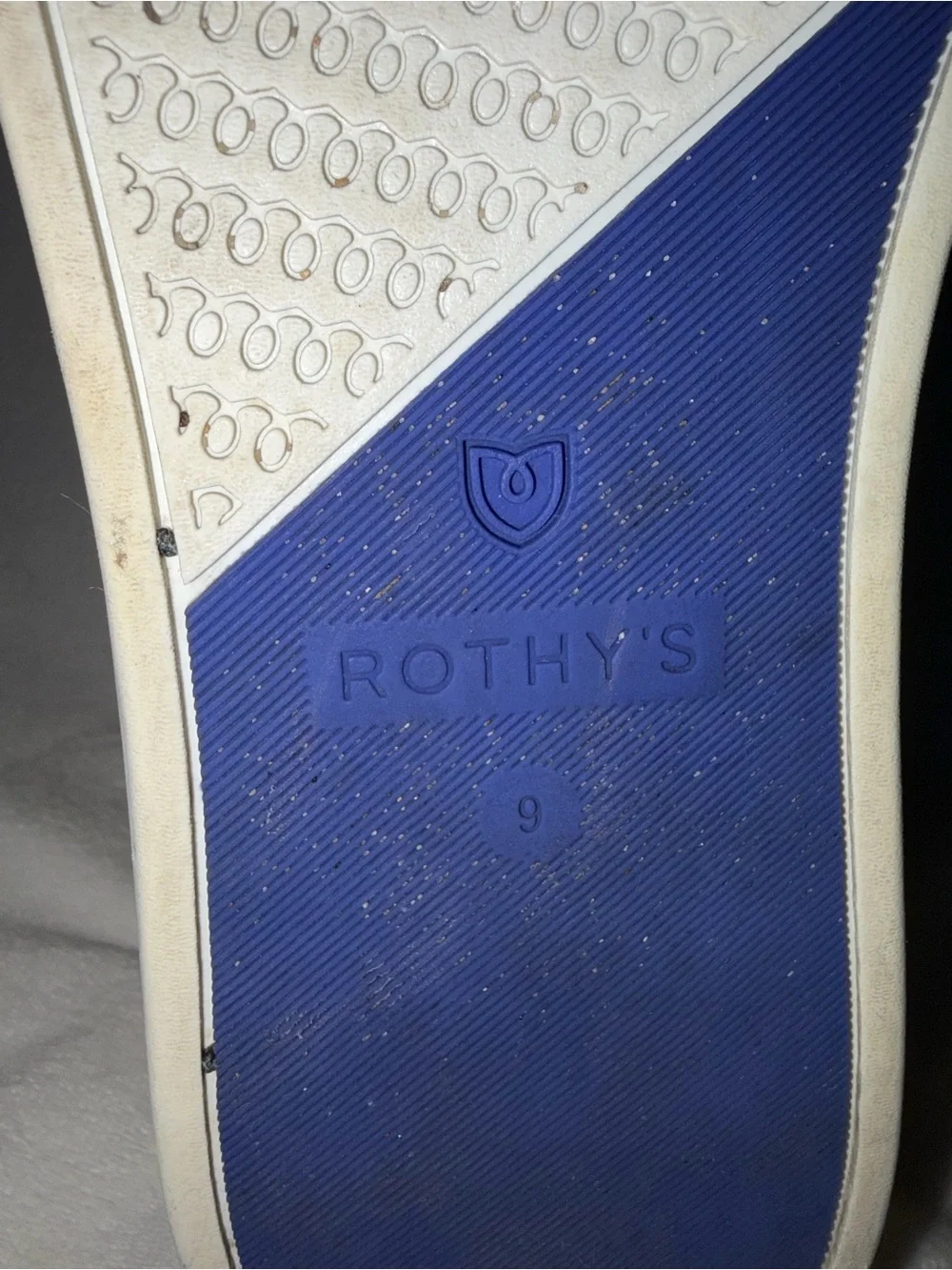 Rothy's White Slip-On Knit Loafers with Blue Insoles women size 9